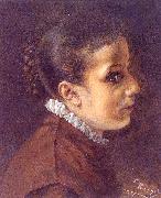 Adolph von Menzel Head of a Girl USA oil painting artist